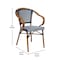Flash Furniture Bordeaux French Bistro Stacking Chair w/Arms, Navy and White PE Rattan and Bamboo Print Alum Frame SDA-ADS642142-NVYWH-NAT-GG - alternate 2